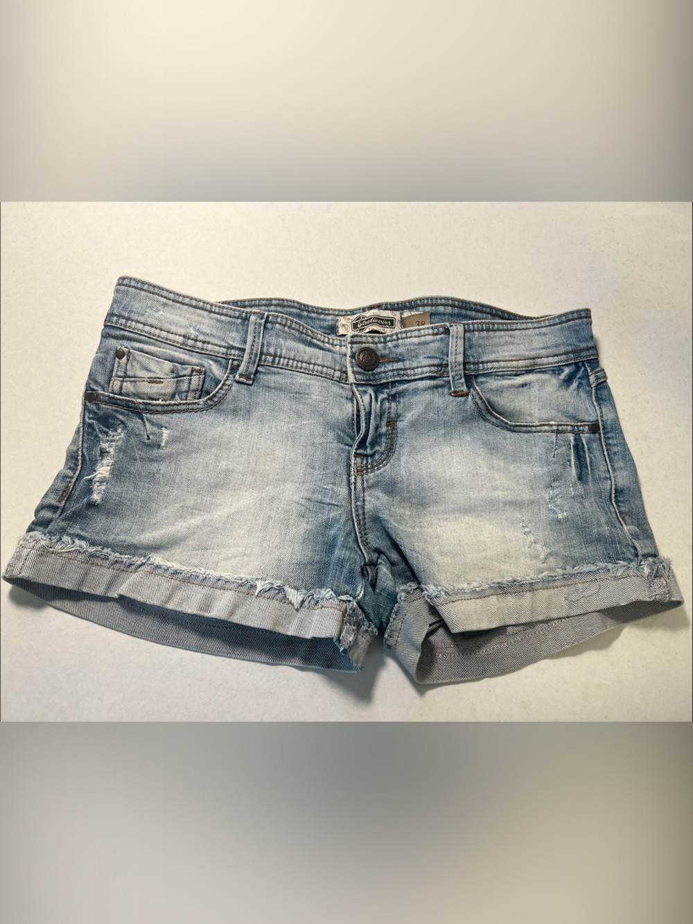 stradivarius Light Blue Distressed Denim Jean Shorts